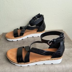 Nine West Beeme3 7.5M Black Sandal Gladiator Rear Zip